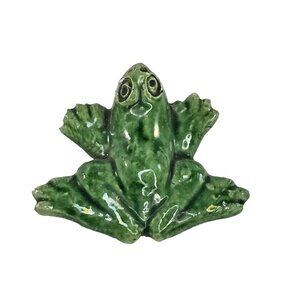 Vintage F Frazao Caldas Frog Miniature Figurine Majolica Pottery *Chipped*